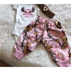 Newborn Baby Girl Pink Real Tree Dear Outfit
